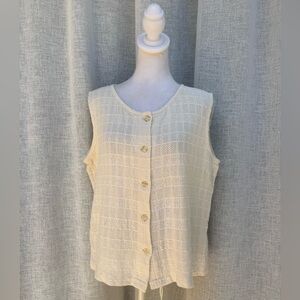 Takasami vintage ivory buttton down sleeveless vest top